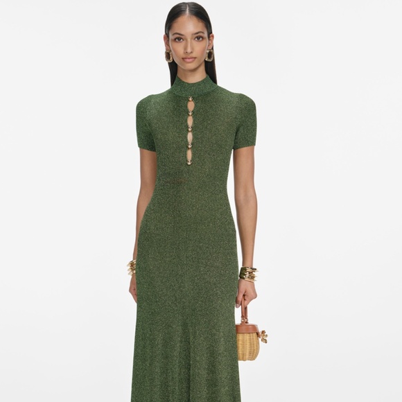 Self-Portrait Dresses & Skirts - self-portrait Khaki Lurex Knit Maxi Dress Size: XS - MSRP $785 - NWT
